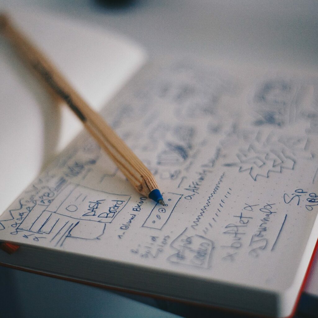 Stock image showing a notebook with notes for an article about business in Colombia.