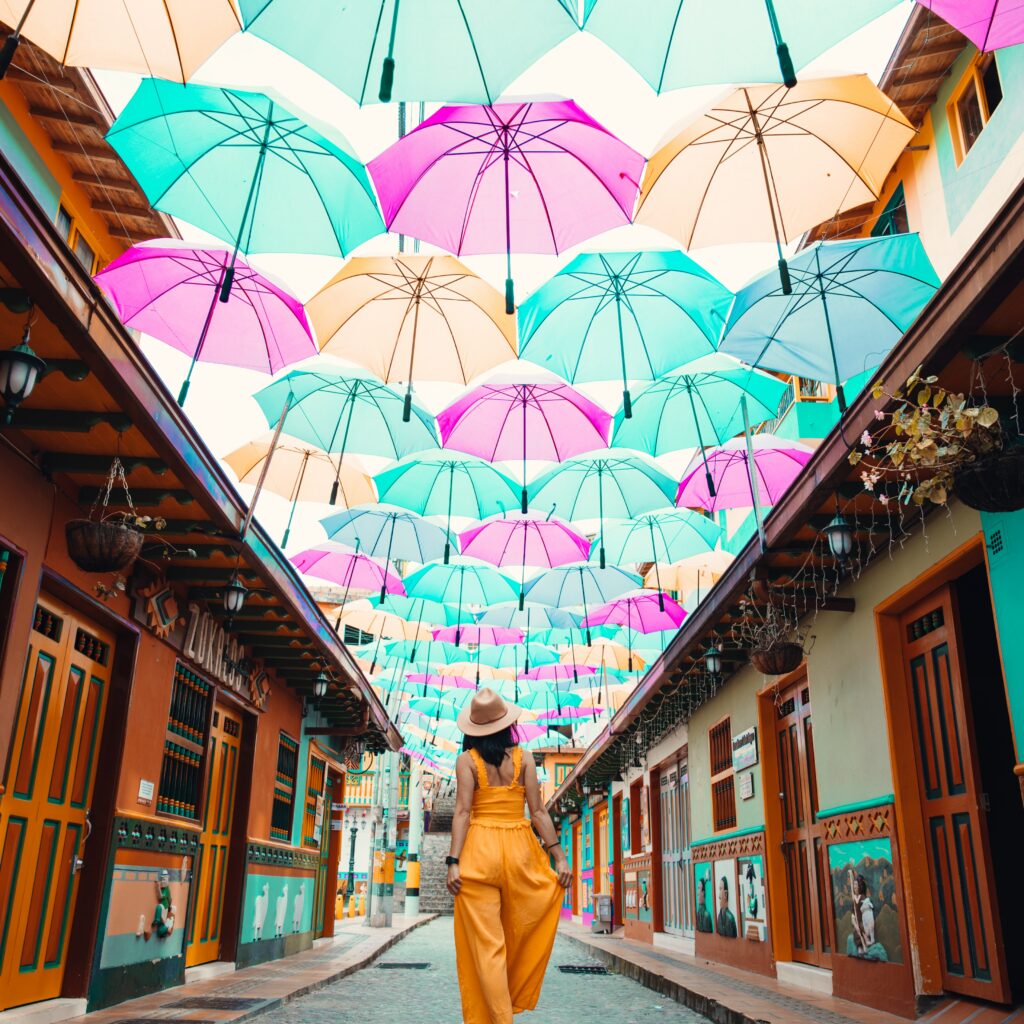 Stock image showing a street in Colombia, place where you might want to start a business.